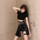 Top + stretch shorts + leg ring + half skirt + belt chain [whole suit]] / S