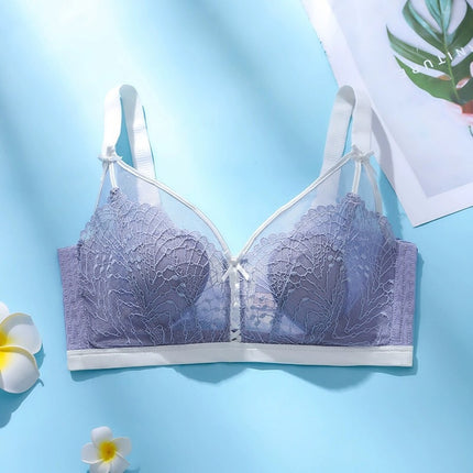 Lace Latex Cup Rabbit Ears Thin and Comfortable Big Breasts Showing Small Wire-free Bra Push-up Adjustable Women's Intimates 285