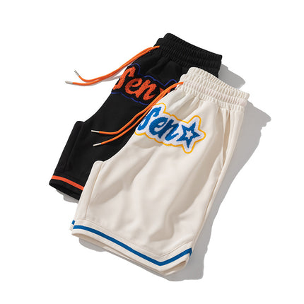 Men's Summer Sports Shorts Street Fashion Brand Mesh Basketball Oversize Design Loose Casual Straight-Leg Shorts