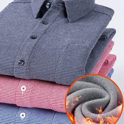 Shangchao quality men's shirt cotton brushed plaid winter fleece-lined thickened casual men's cardigan long sleeve shirt