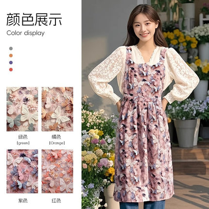 Floral Apron, High-Looking, Young Style, Anti-Fouling Suspenders, Flower Shop, Cafe, Cake Shop, Baking Work Clothes