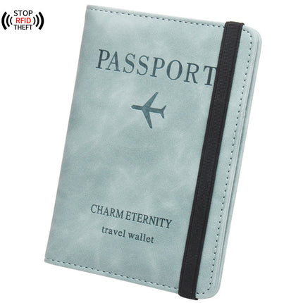 Rfid Anti-Magnetic Passport Holder Amazon Passport Book English Airline Ticket Holder Multi-Card Slot Elastic Band Passport Cover Leather