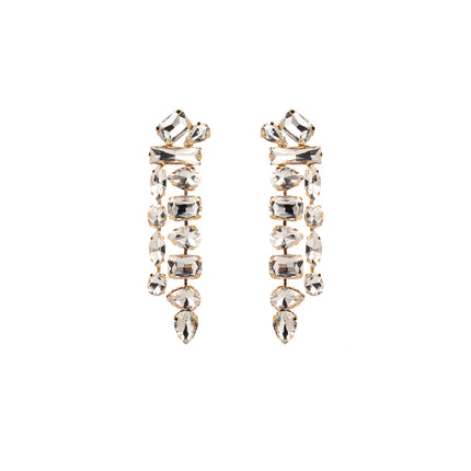Europe and the United States cross-border fashion personality exaggerated super flash alloy full diamond long tassel earrings light luxury temperament earrings wholesale