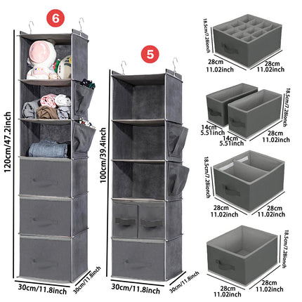 Non-woven Hook Hanging Wardrobe Storage Hanging Bag with Drawer Bamboo Wardrobe Multi-layer Hanging Finishing Storage Bag