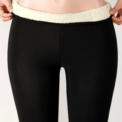 Autumn and Winter New Thick Lamb Fleece Leggings Women's High Waist Elastic Tight Outer Wearing One-piece Pants fleece-lined Warm Cotton Pants