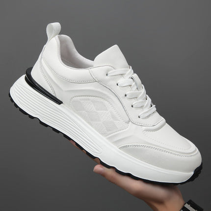 Genuine Leather Sneakers Casual Men's Shoes Spring Versatile Thick-Soled Dad-Style Cowhide Running Shoes Men's 6338 Comfortable