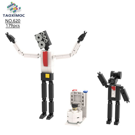 Cross-border moc building blocks toilet Man vs monitor man Skibidi toilet game peripheral hand-made educational toys
