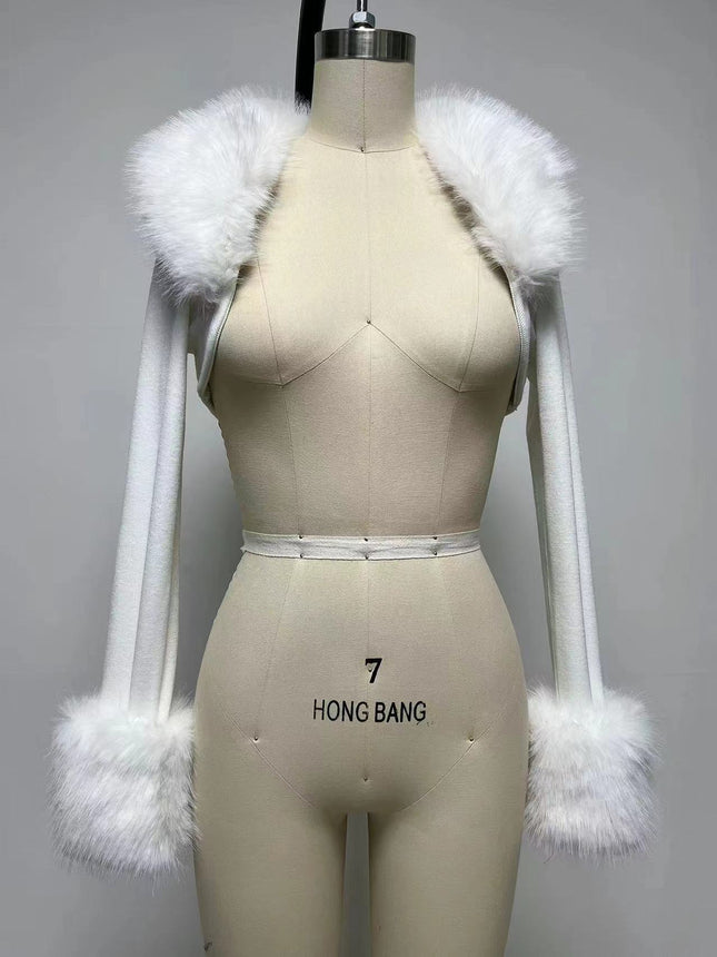 HX0234 European and American fashion fur ball all-match women's temperament cardigan