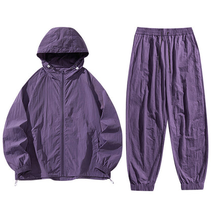 Sun Protection Clothing Set Upf50+ Cool-Touch Ice Silk Original Yarn Hooded Breathable Nylon Ice Silk Outdoor Skin Protection Clothing Shorts