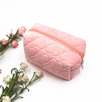 Pink heart-plush cosmetic bag