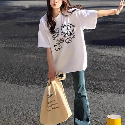 White Short-Sleeve T-Shirt for Women 2026 New Style Pure Cotton Half-Sleeve Loose Summer Base Layer Niche Design Top