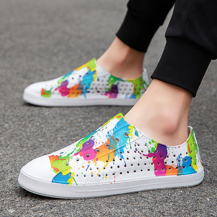 2025 Cross-Border Luchi Crocs Couple Graffiti Men's and Women's Casual Baotou Wading Outdoor Beach Breathable Sandals