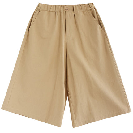 Actual Shot of 2025 Summer New Style Elastic Waist Loose Large Size Women's Versatile Fashionable Slim Casual Three-Quarter Wide Leg Pants