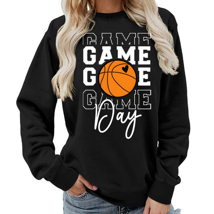Game day printed round neck women's top vests foreign trade supply autumn and winter coat casual loose European size cross-border