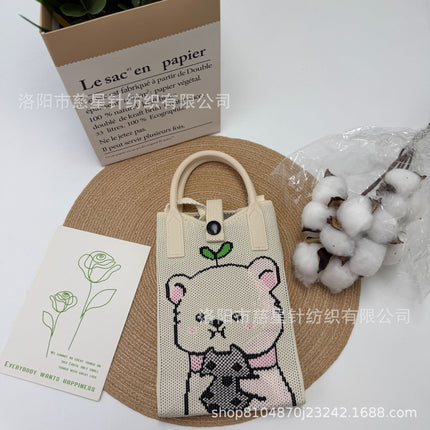 Girl's Heart-Shaped Knitted Crossbody Bag