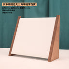 Walnut color large triangle necklace stand white leather