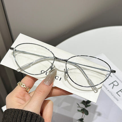 Korean Style Retro Ultra-Light Metal Glasses Frame Anti-Blue Light Glasses Frame High-End Glasses Frame Women's Cat-Eye Glasses