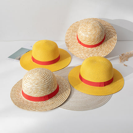 Luffy-Style One Piece Straw Hat Cospaly Anime Costume Straw Parent-Child Hat Performance Hat Performance Hat