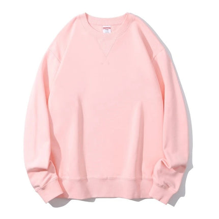 Men's Autumn AG380 g Cotton Heavy Loop Crewneck Men's Sweater Inverted Triangle Solid Color Printed Men's Fashion Brand