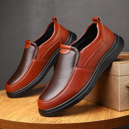 Business Casual Men's Leather Shoes Waterproof Non-slip fleece-lined Thickened Warm Cotton Shoes Fashionable Fashionable Lightweight All-match Leather Shoes