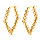 Gold rhombus welded bead earrings ms-344c
