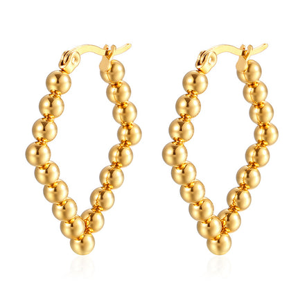 Cross-border European and American fashion geometric stainless steel welding bead earrings simple fashion Joker plated 18K earrings wholesale