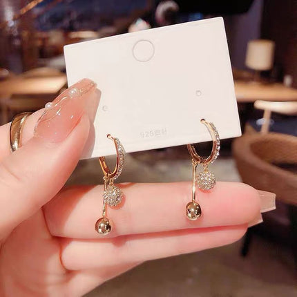 High-End Fashion Rhinestone Ball Earrings 2025 New Trendy Korean Style Versatile Earrings for Women