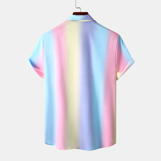 2022 New Men's Shirt AliExpress Amazon Hot Beach Shirt Hawaii Casual Gradient Shirt