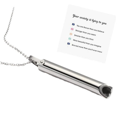 Titanium Steel Amazon Best-Selling Whistle Meditation Mindfulness Breathing Decompression Anxiety Yoga Stainless Steel Pendant Necklace in Stock