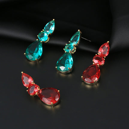 2022 summer Qingxin Lake green water drop pendant-shaped earrings female s925 silver needle light luxury style earrings wholesale