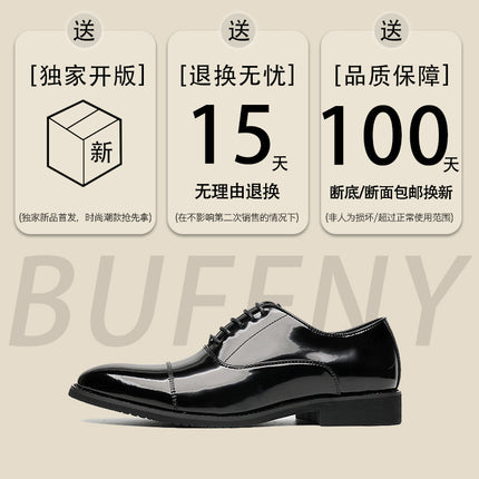 Korean Style Triple Joint Black Soft Face Wedding Shoes for Groom 2023 Summer New Youth Dress Business Suit Leather Shoes