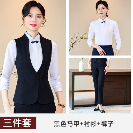 Women's Jewelry Store Sales Professional Suit Vest suit Women's Spring and Autumn Hotel Front Desk Manager Work Clothes Three-piece Set