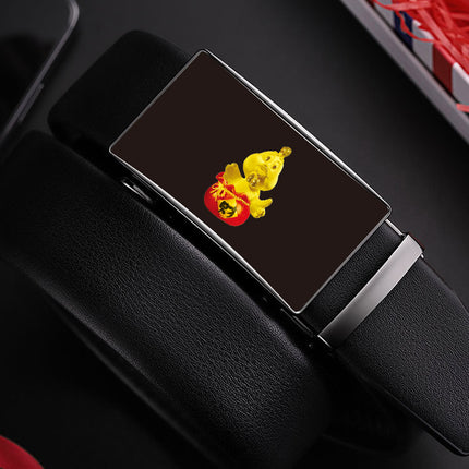Men's gift box 3D belt automatic buckle belt alloy buckle supermarket wear-resistant non-peeling Korean business