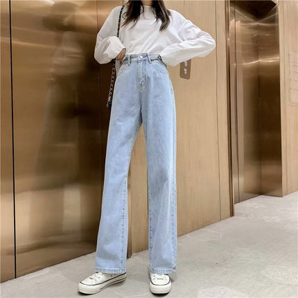 High waist wide leg jeans for women Summer 2024 New slimming versatile draping retro straight mop pants trendy