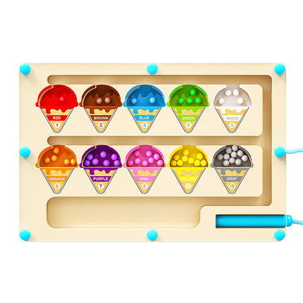 New Children's Educational Magnetic Pen Digital Maze Early Education Wooden Color Classification Counting Board Walking Bead Toys