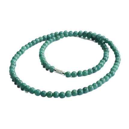 Guan Yu Natural Grade a Jade Necklace Blue Water Jade Round Bead Chain E-Commerce Live Broadcast Hot Sale Wholesale S5060601