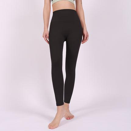 Autumn and Winter Brushed Yoga Fitness Naked-Feel Tight High-Waisted Tummy Control Sports Leggings Women's Running Cycling Butt-Lifting Yoga Pants