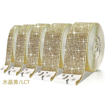 Cross-Border Rhinestone Stickers Self-Adhesive Diamond Strips DIY Clothing Shoes and Hats Rhinestone Strips Decorative with Diamond Stickers Rhinestones with Adhesive Backing Diamond Sheets