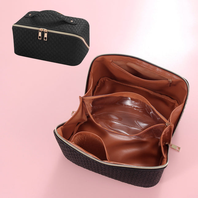 Rishang Bags Amazon Special for Women Cosmetic Bag Large Capacity Travel Wash Bag Portable Wash Rattan Woven Bag Factory