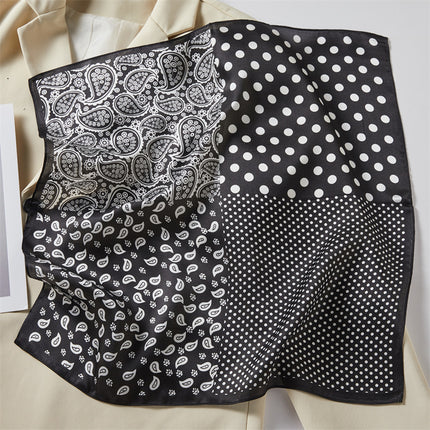 100% Silk Scarf Spring New Black Silkworm Silk 53cm Small Square Scarf Advanced Sense White Scarf