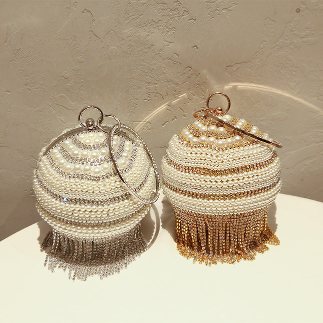 Cross-border Pearl dinner bag diamond bag portable ladies bag chain diagonal bag a generation of hair