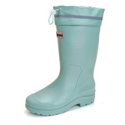 Cross-Border High-Top Rain Boots for Women, Drawstring Closure, Foreign Trade, Japanese and Korean Style, Outdoor Waterproof Shoes, Soft and Durable Rubber Overshoes, Japanese and Korean Style