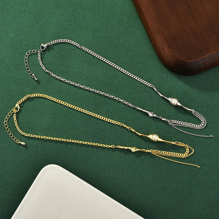 Factory direct pearl tassel personality star mans tassel necklace women's niche light luxury temperament neck chain all-match autumn and winter chain