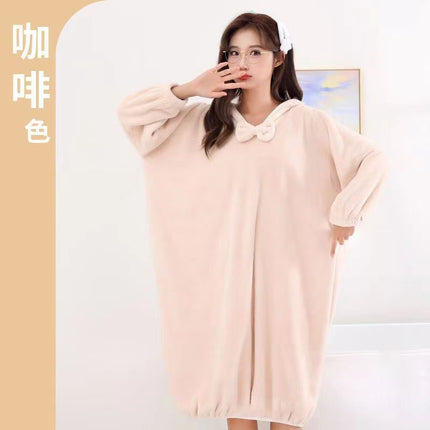 New Hooded Wearing Bath Towel Adult Bathrobe Loose Large Long Bathrobe Absorbent Cloak Poncho Home Clothes