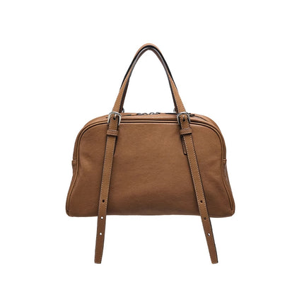 Youyou Bowling Bag Vegetable-Tanned First-Layer Lambskin High-End Retro Casual Large-Capacity Handbag Shoulder Bag for Women