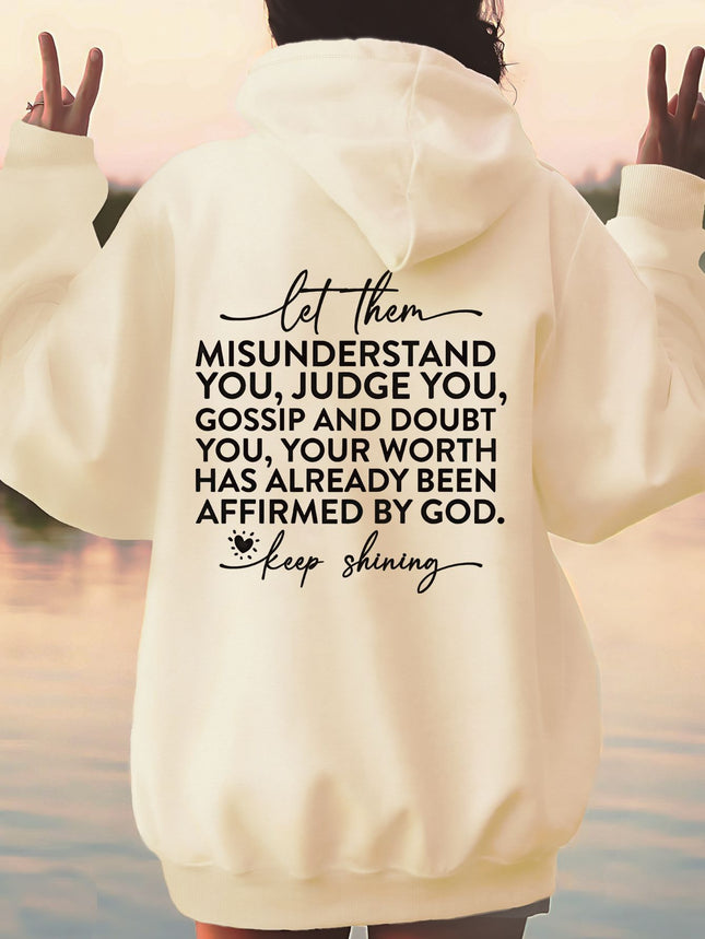 Women's Casual Letter Love Double-Sided Printed Hoodie
