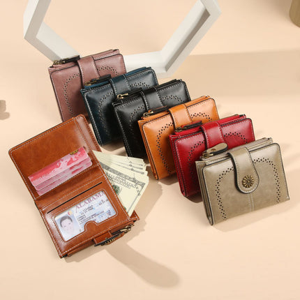 Anti-theft Brush Wallet Women's 2025 New Wax Wallet Multi-card Coin Purse European and American Women's Short Wallet