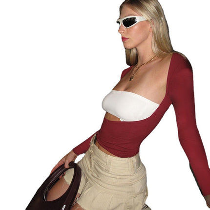 European and American women's new sexy top front and back wear one-shoulder hot girl style nightclub outfit Amazon supply spot