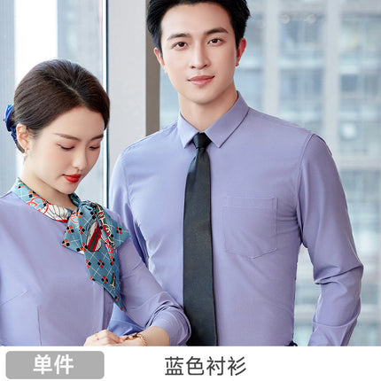 White Shirt Women's Business Wear New Jewelry Shop Beauty Salon Stewardess Uniform Work Clothes Non-ironing White Shirt