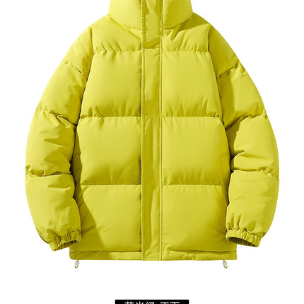 Solid Color Cotton Jacket for Men and Women, Couple's Stand-Collar Puffer Jacket, Winter Cold-Proof, Warm, Thick, Versatile Cotton Coat, Winter Style